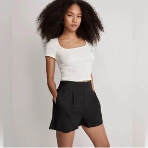 MADEWELL CLEAN PULLON LINEN COTTON BLACK COAL SHORTS SMALL - NEW/TAG